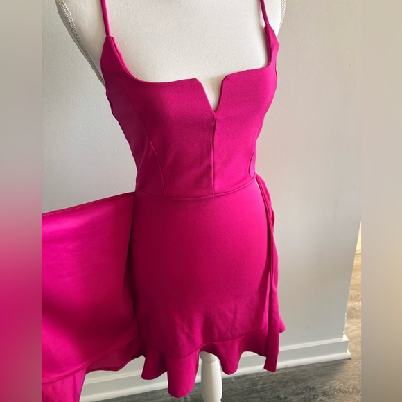 Lulu's Fuchsia Ruffle Mini Dress - Picture 10 of 10
